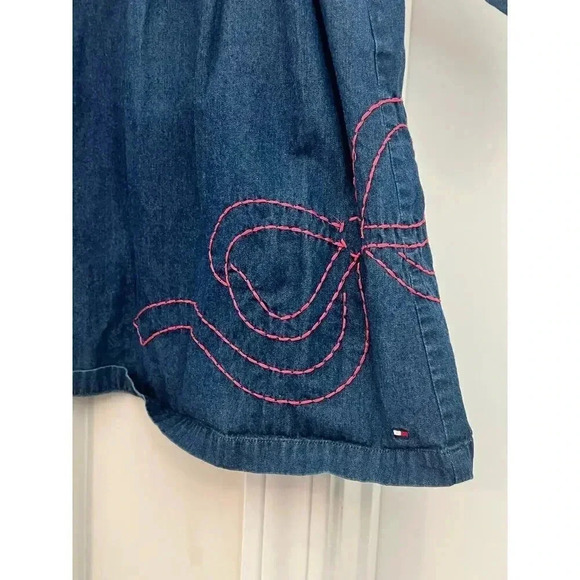 TOMMY HILFIGER dress blue with red stiching size girls 12-18 months - Picture 3 of 6